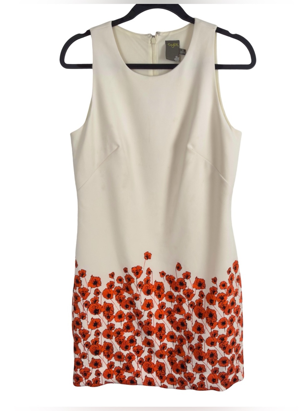 Taylor Sleeveless Poppy Floral Border Print Shift Dress – Size 10 - Picture 4 of 8